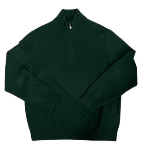 Polo Ralph Lauren Men Merino Wool  Sweater Green Quarter Zip Size XL NWT
