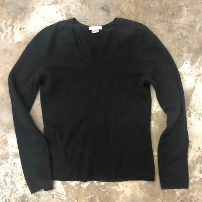 Tweeds Cashmere Sweater Black V Neck 2 Ply Long Sleeve Basic Minimal S - Image 1 of 4