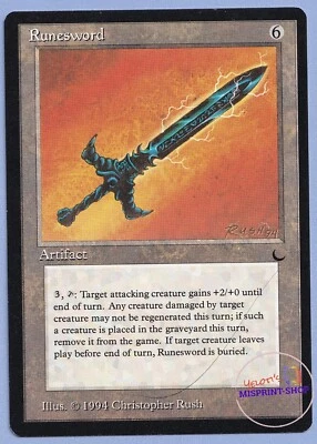 Runesword The Dark Hair Mtg MISPRINT. Line that looks like a hair in text box. - Imagen 1 de 4