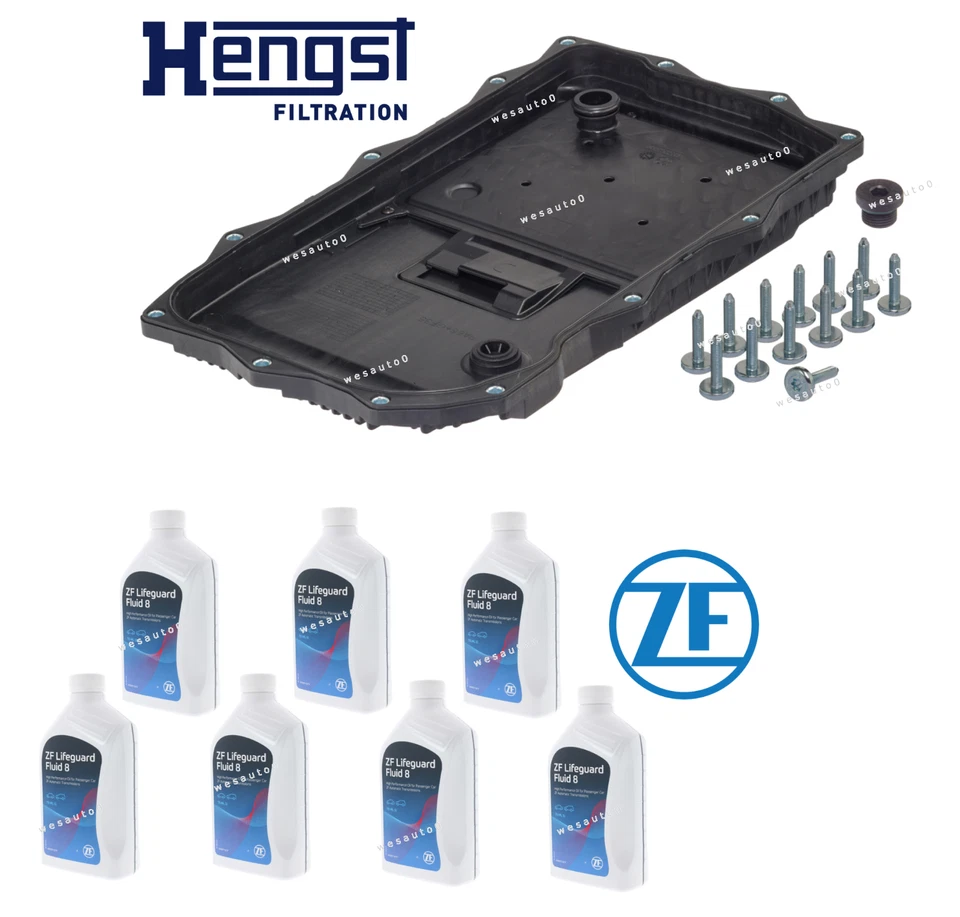 Transmission Oil Pan Filter Gasket Seal Bolt Kit + 7L ATF Fluid OES for Jaguar Foto 1 de 1