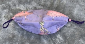Teen Size Fabric Washable Reversible Face Mask Purple Pink Ballerina Dance - Picture 1 of 6
