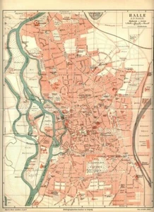 1898  HALLE Deutschland = Germania = OLD TOPOGRAPHIC MAP - Bild 1 von 1