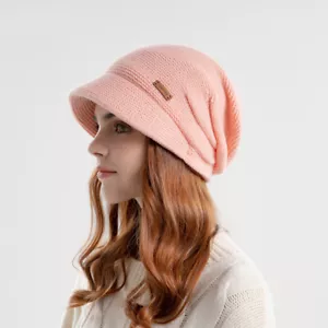 Cappello caldo donna lavorato a maglia inverno casual esterno sacchetto all'uncinetto berretto tesa berretto - Foto 1 di 28