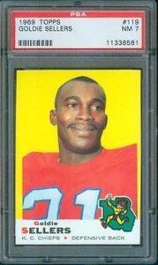 1969 Topps NFL Football Card GOLDIE SELLERS #119 Kansas City Chiefs PSA 7 - Picture 1 of 2