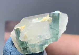 27 Ct Indicolite Tourmaline Crystal With Quartz Specimen From Afghanistan  - Picture 1 of 10