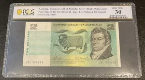 Aust 1968 $2 Phillips Randall Star Replacement Note R83s ZFL 52429* PCGS 30 VF - Picture 1 of 4