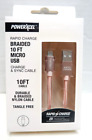 PowerXcel Rapid Charge Braided 10 FT Micro USB Charge Cable