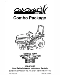 Cub Cadet 7260-7265-7300-7305 Rasentraktor Handbücher Kombopaket - Bild 1 von 2