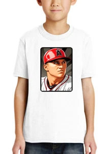 NEW Art Society YOUTH MIKE TROUT PORTRAIT WHITE Tee Shirt XSMALL-XLARGE LIMITED - Picture 1 of 3