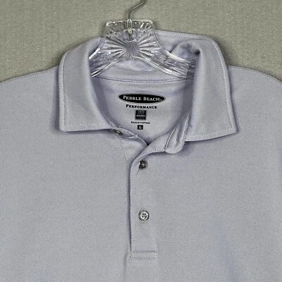 Pebble Beach Shirt Mens Large Purple Polo Short Sleeve Golf Logo Performance - Image 1 of 4