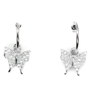 925 Plata Ley Redondo Corte AAA Imitación Cz14K Bañado en Oro Blanco Pendientes - Imagen 1 de 10
