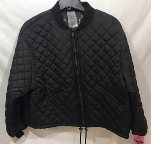 Giacca trapuntata Betsey Johnson donna SM nera "Bambi" reversibile nuova con etichetta $95 - Foto 1 di 12