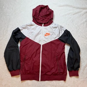 VTG Nike Windbreaker Jacket Youth Large maroon white black - Picture 1 of 9