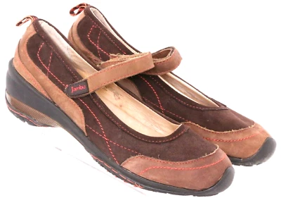 Jambu Formosa 皮革棕色可调肩带玛丽珍平底鞋女式 8.5 米 — 第 1/4 张图片