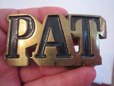 PERSON'S NAME "PAT" BELT BUCKLE - SOLID BRASS - GW-5 - Image 1 of 3