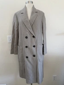 NWT ZARA WOMEN'S LINEN WOOL BLEND MENSWEAR WOOL COAT SZ MEDIUM Grey - Picture 1 of 9