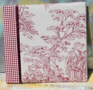 French Country Fabric Cover Expandable Photo Picture Scrapbook Album, 12.5"x13" - Picture 1 of 6