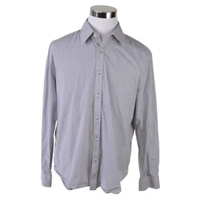 Robert Graham Mens Shirt 17.5 44 White Black Geometric 100% Cotton - Picture 1 of 8