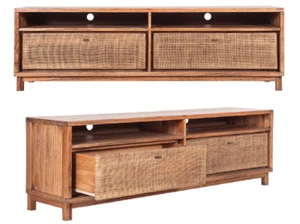 GALILEO TELEVISION ENTERTAINMENT UNIT ETU MINDI WOOD/BROWN WASH WEBBING 180 CM - Picture 1 of 1