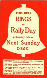 Vintage Church Postcard This bell rings for Rally Day at Sunday School - Picture 1 of 4