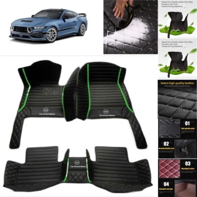 For Ford Mustang Car Floor Mats Luxury Custom Waterproof Liners Carpets Cargo  - Imagem 1 de 4