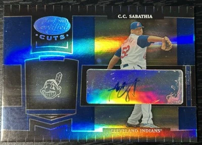 Cortes certificados Hoja 2004 #68 CC C.C. Sabathia Marble Blue Auto/50 HOF Foto 1 de 3