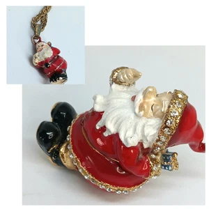 Kingspoint Designs Magnetic Trinket Box, Santa Claus with Matching Necklace - Picture 1 of 13