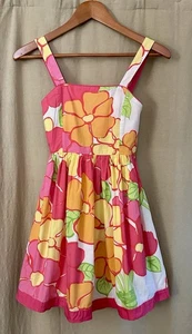 Lilly Pulitzer Sz8 Pink Yellow Orange Floral Girls Halter Dress - Picture 1 of 9