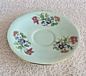 Vintage Aynsley England Bone China 5 1/2" Untertasse hellblau Sockel Blumen Goldrand - Bild 1 von 12