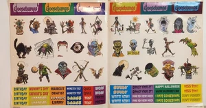 Hoja de pegatinas de colección Schoolastic Goosebumps 1994 personajes clásicos - Imagen 1 de 3