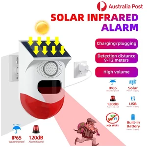 Solar Motion Detector Tuya Smart WiFi Infrared PIR Alarm Waterproof Outdoor AU - Picture 1 of 22