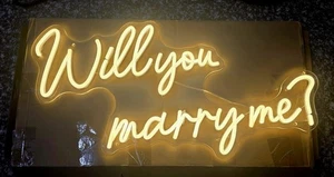 Letrero de neón Will You Marry Me, luz LED romántica de neón para boda 23,2 X 12,5 pulgadas - Imagen 1 de 2