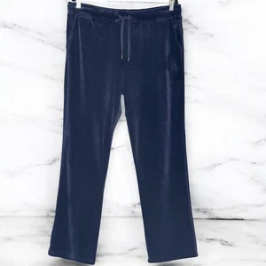 Pantalones de terciopelo Gloria Vanderbilt L azul elástico lazo cintura bolsillos salón de vacaciones - Imagen 1 de 6