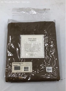 Restoration Hardware Thai 100% Silk Drape Panel 50x96 Rod Pocket 84 Moch W Hooks - Picture 1 of 5