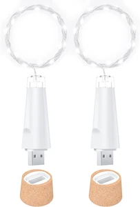Luci Bottiglia USB Ricaricabile LED Sughero 20 LED Filo Rame per Decorazione Bot - Foto 1 di 12
