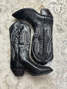 Tony Lama Black Stallion Cowboy Western Biker Boots Size 7 AE EXCELLENT - Picture 1 of 6