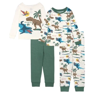 Juego de pijama de algodón Jurassic World de 4 piezas ajustado, suave y lindo para niños - Imagen 1 de 4