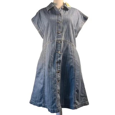 Universal Thread Denim Dress Button Front Casual Sleeveless Blue Size S - Image 1 of 4