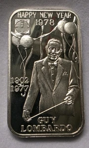 1978 New Year Guy Lombardo Greathouse Productions 1oz Vintage Silver Bar - Picture 1 of 3