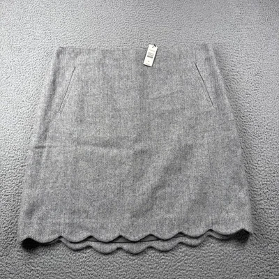 Talbots Skirt Womens 14 Gray Herringbone Fleck Wool Blend Scalloped Academia NWT - Image 1 of 4
