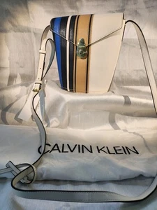 Calvin Klein Statement Series Leather Crossbody Bucket Bag with key - Picture 1 of 13
