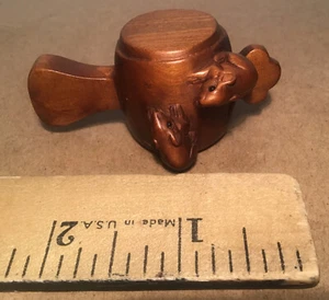 Japanese Boxwood Netsuke - 2 Mice/Rats on Barrel #1 - Signed - Picture 1 of 8
