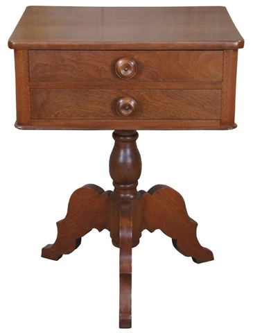 Antique 19th Century American Empire Walnut Parlor Side Accent Table 29" Cover