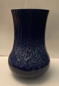 Jarrón esmaltado por goteo azul cerámica Lancastrian años 70 - Imagen 1 de 6
