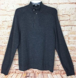 Banana Republic Merino Wool Gray Sweater Half Zip Snap Button Neck Men's Sz M - Picture 1 of 7