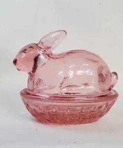 L. E. Smith Glas Ostern Hase Hase bedeckt Süßigkeiten Schale Ross Simons NEU Neu im Karton - Bild 1 von 16