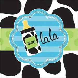 Baby Cow Print Boy Animal Moo La La Baby Shower Party Paper Luncheon Napkins - Picture 1 of 1