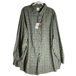 ROWM Men Shirt 4XB Big Man Plaid Button Down Green Gray Long Sleeve Cotton New - Picture 1 of 11
