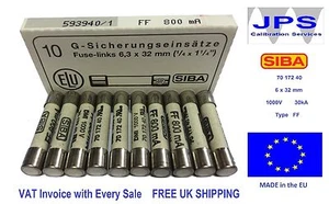 SIBA 7017240 800mA Sicherung Ultra Rapid FF800mA 1000V DMI Sicherung JPSF086 Menge x1/2/5/10 - Bild 1 von 8