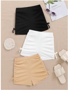 SHEIN Tween Girl 3pcs Set Sports Streetwear Solid Color Shorts Pleats 12Y - Picture 1 of 5